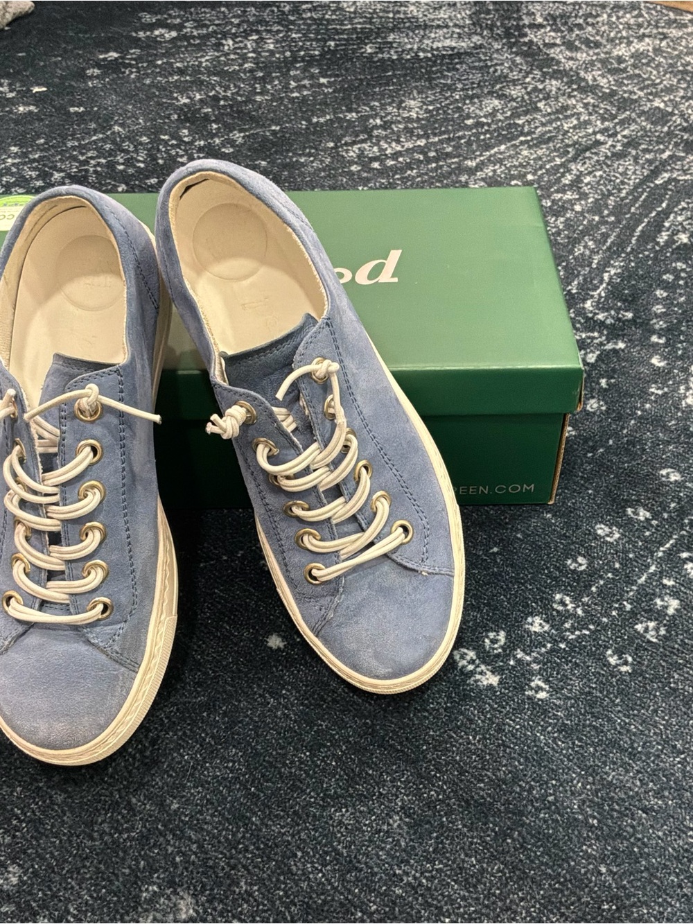 Paul Green Women's Suede Lace-Up Sneakers in Light Blue with Cream Laces - Picture 3 of 5